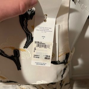NWT Tory Burch Rory Embellished Dress Ivory Black Sun Floral Size 0 new with tag
